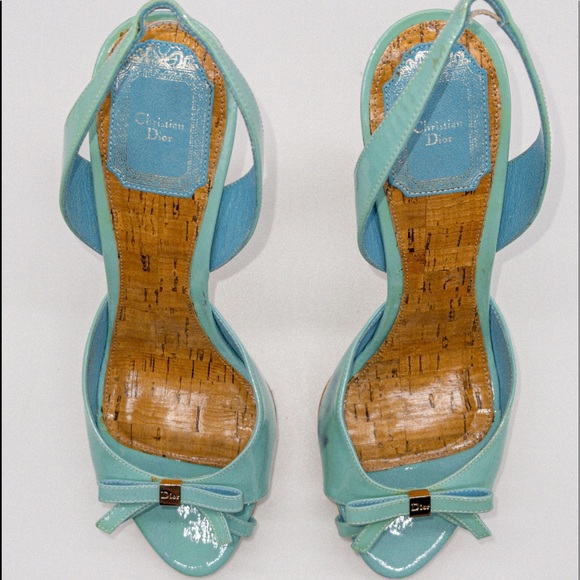 πΉSOLD πΉDior Patent Leather Peep Toe Sling Back Platform Bow DetailHeel Size 38 - Picture 4 of 12